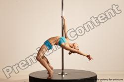 Underwear Gymnastic poses Woman White Moving poses Slim long blond Dynamic poses Academic